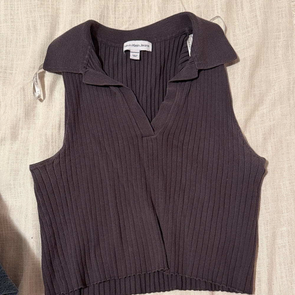 Calvin Klein Jeans Charcoal Ribbed Top